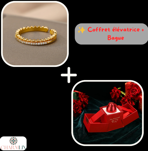 Pack Bague Élégance + Coffret Élévatrice en Forme de Rose